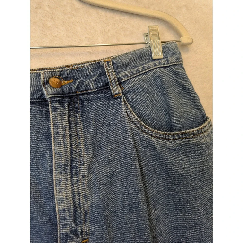 Eddie Bauer Denim‎ Midi Skirt Women's 8 Blue High Waisted Vintage 90s Pockets